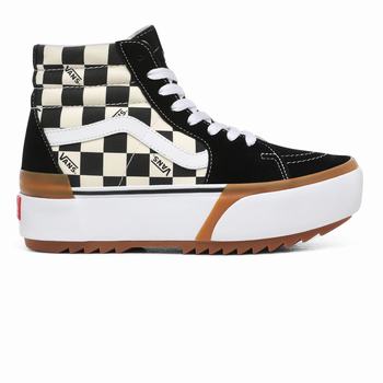 Vans Checkerboard Sk8-Hi Stacked - Naisten Korkeavartiset tennarit - Monivärinen/Valkoinen